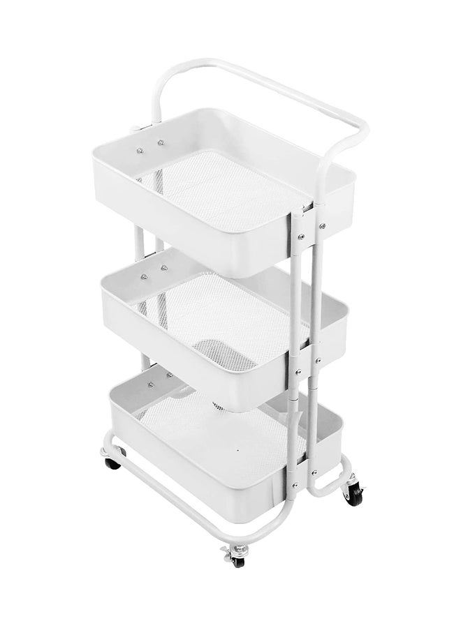 Roman Gifts 3 Tier Trolley Storage Cart  With Wheels Pearl White 43.5x33x87cm - Image 1
