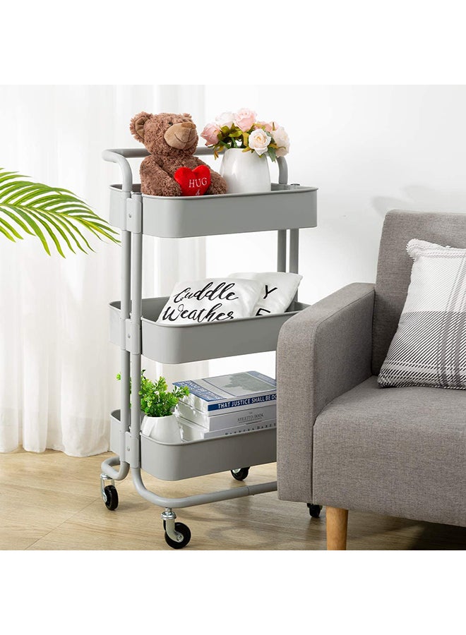 رومان جيفتس عربة تخزين بعجلات من 3 مستويات رمادي 43.5x33x87سم - Image 3