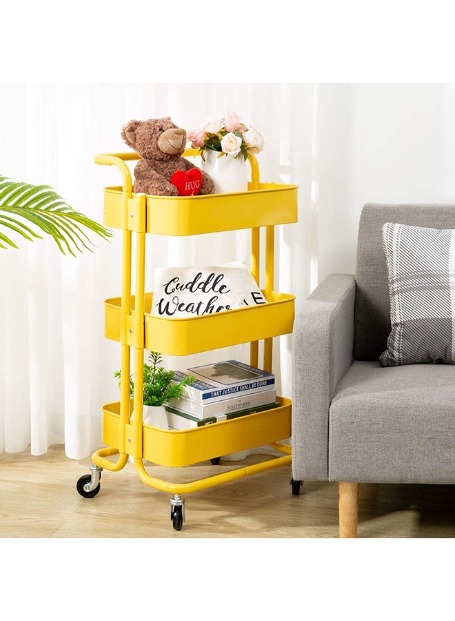 رومان جيفتس عربة تخزين بعجلات من 3 مستويات أصفر 43.5x33x87سم - Image 3