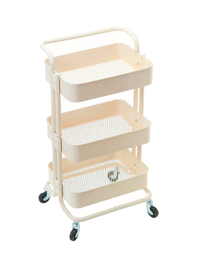 Roman Gifts 3-Tier Trolley Storage Cart With Wheels Beige 43.5x33x87cm  - Image 1