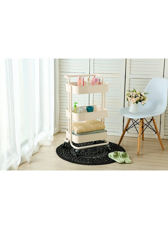 Roman Gifts 3-Tier Trolley Storage Cart With Wheels Beige 43.5x33x87cm  - Image 4