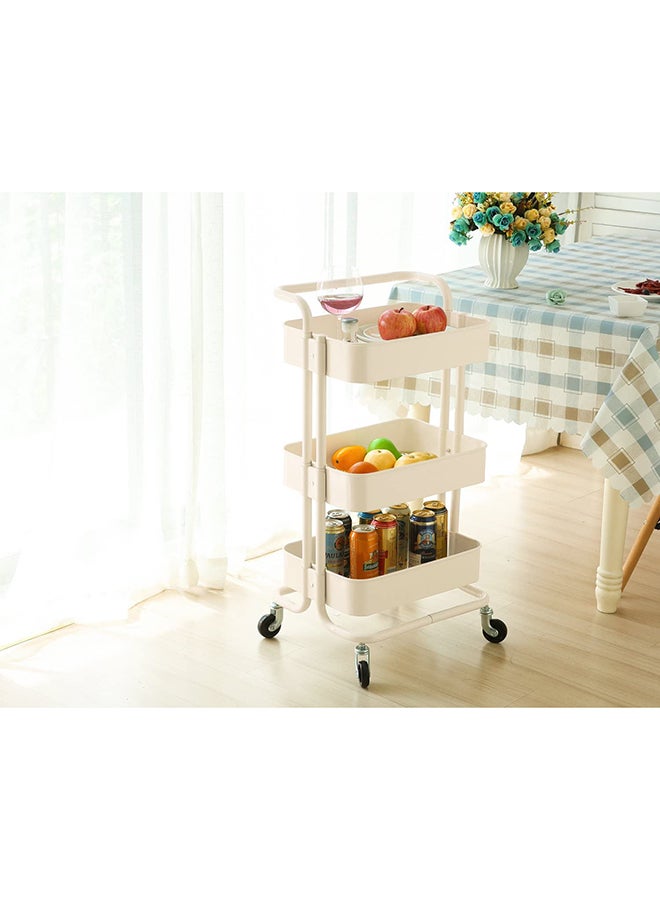 Roman Gifts 3-Tier Trolley Storage Cart With Wheels Beige 43.5x33x87cm  - Image 5