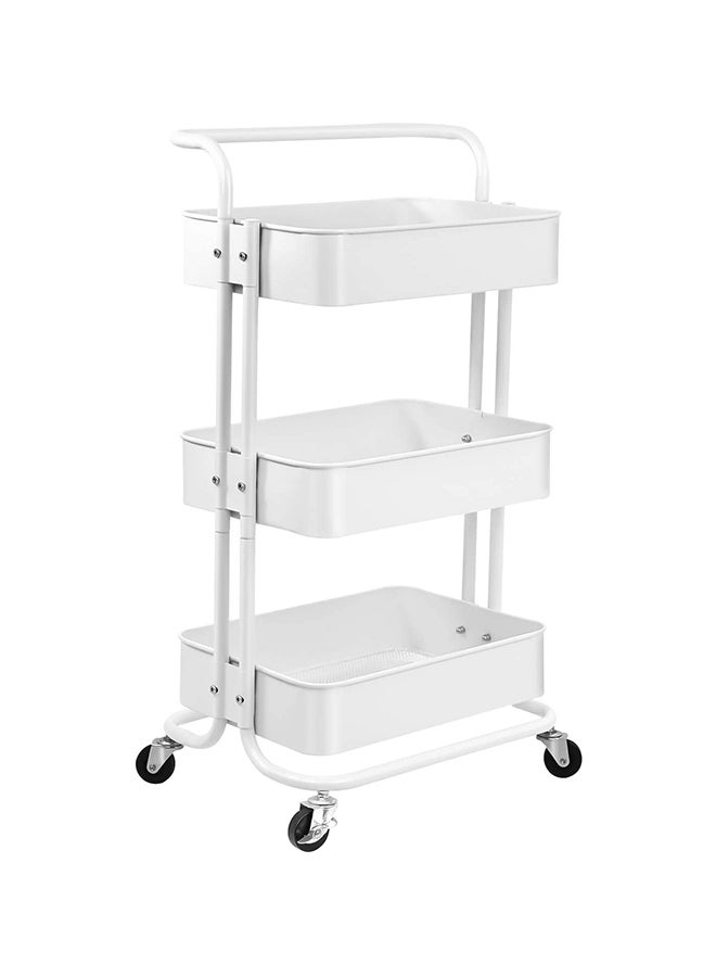 Roman Gifts 3 Tier Metal Utility Multipurpose Trolley Organizer Cart With Wheels For Office, Kitchen Bathroom Bedroom White/Black 43x36x87cm  - Image 1