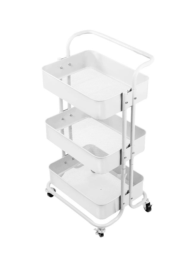 Roman Gifts 3 Tier Metal Utility Multipurpose Trolley Organizer Cart With Wheels For Office, Kitchen Bathroom Bedroom White/Black 43x36x87cm  - Image 2