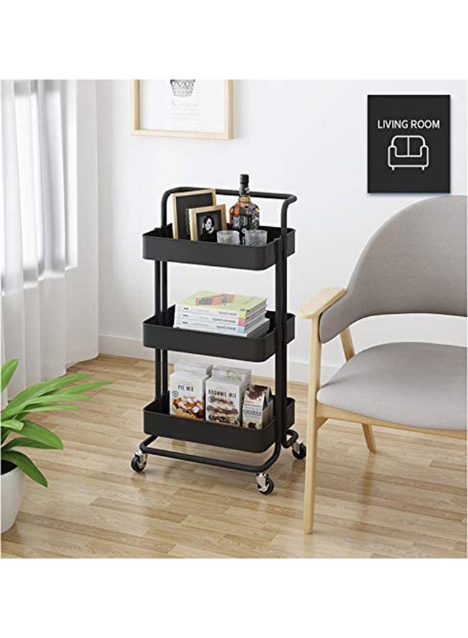 رومان جيفتس عربة تخزين بعدد 3 أرفف مزودة بعجلات أسود 43.5x33x87سم - Image 2
