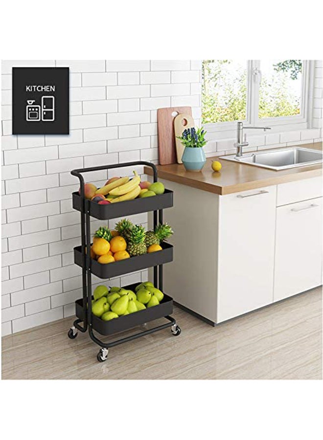 رومان جيفتس عربة تخزين بعدد 3 أرفف مزودة بعجلات أسود 43.5x33x87سم - Image 3