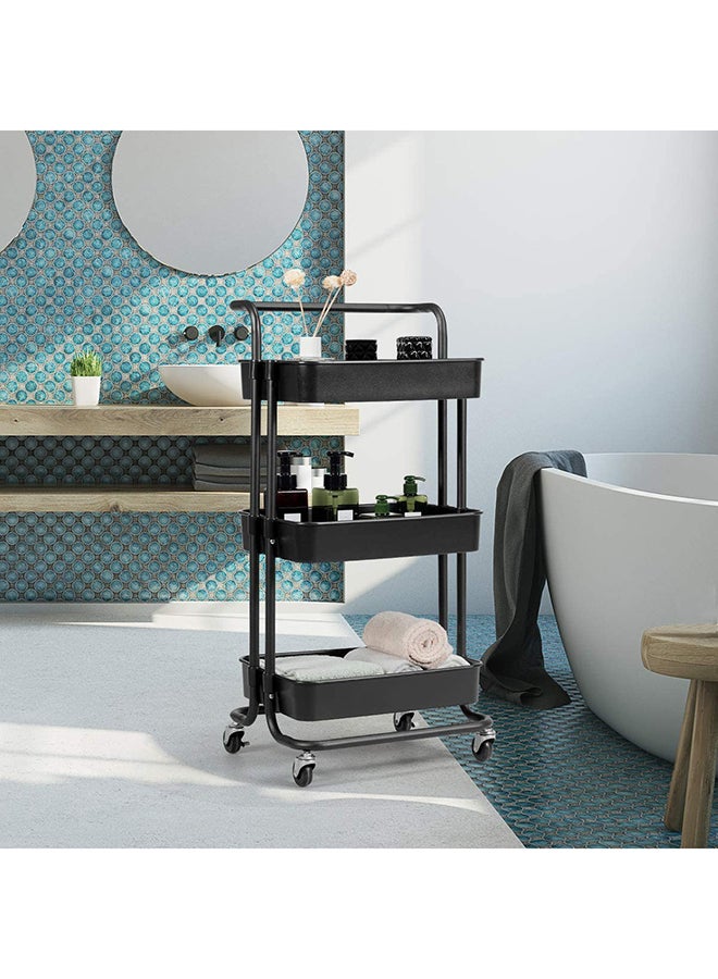 رومان جيفتس عربة تخزين عملية من 3 أرفف مزودة بمقابض وعجلات دوارة قابلة للقفل أسود 43x36x86.5سم - Image 3