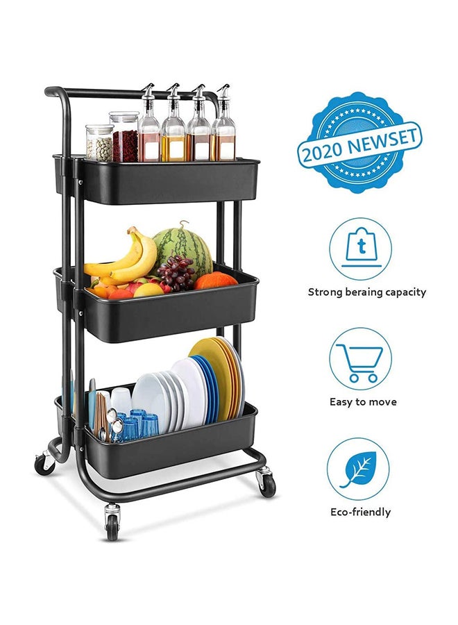 رومان جيفتس عربة تخزين عملية من 3 أرفف مزودة بمقابض وعجلات دوارة قابلة للقفل أسود 43x36x86.5سم - Image 4