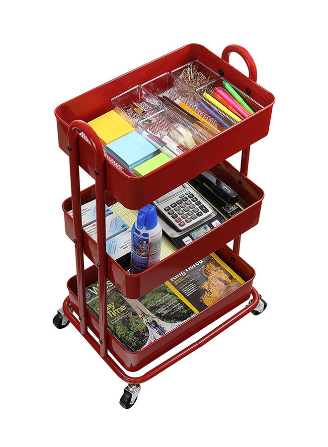 رومان جيفتس عربة متنقلة عملية من المعدن بثلاثة طوابق أحمر 44x82x35سم - Image 2