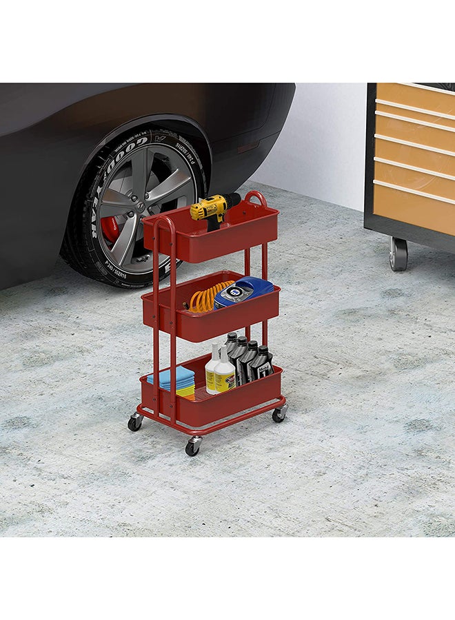رومان جيفتس عربة متنقلة عملية من المعدن بثلاثة طوابق أحمر 44x82x35سم - Image 4