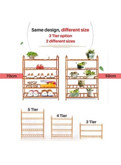 Roman Gifts 3-Tier Shoe Rack Organizer Natural Bamboo 12 Pair Of Shoe Natural Bamboo 67x49x23.5cm  - Image 3