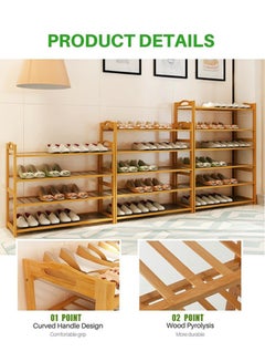 Roman Gifts 3-Tier Shoe Rack Organizer Natural Bamboo 12 Pair Of Shoe Natural Bamboo 67x49x23.5cm  - Image 4