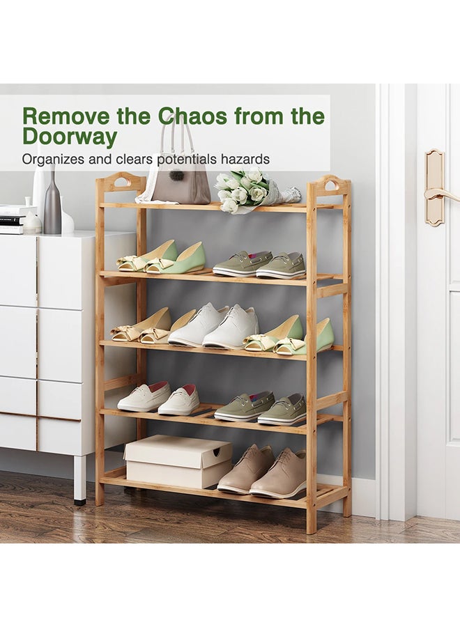 Roman Gifts - 5-Tier Shoe Rack Organizer 49x23x67 cm 15 pairs of shoe Natural Bamboo - Image 1