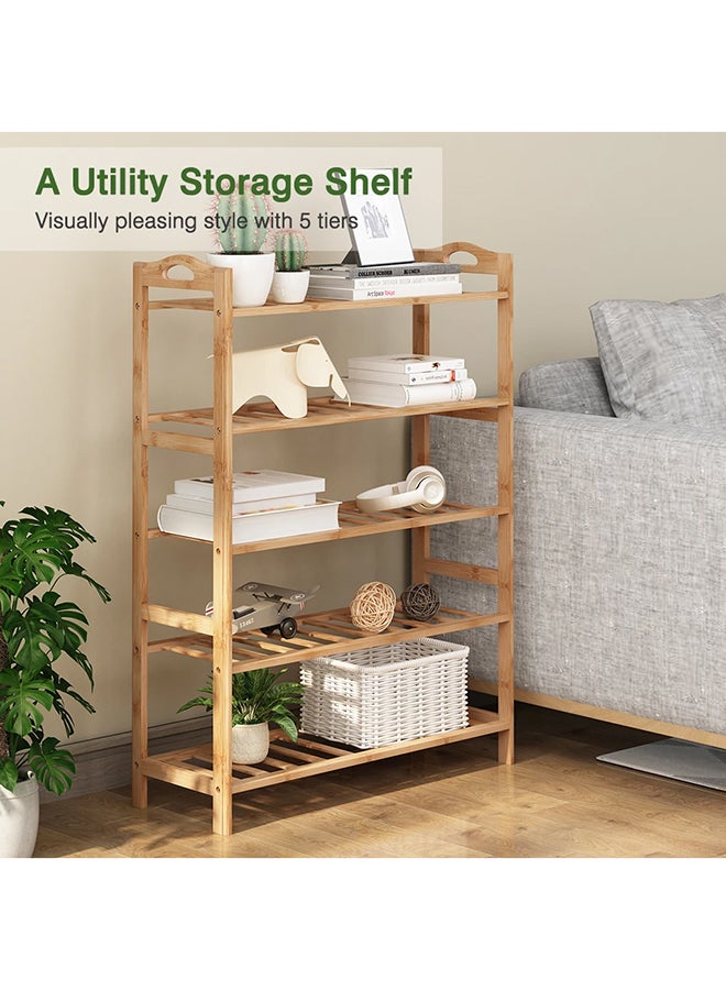 Roman Gifts - 5-Tier Shoe Rack Organizer 49x23x67 cm 15 pairs of shoe Natural Bamboo - Image 1