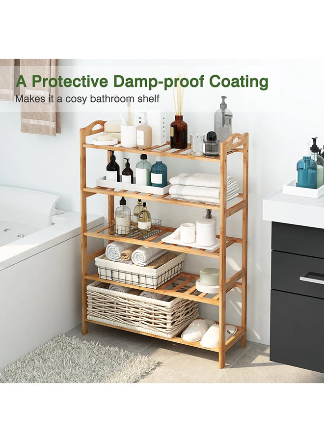 Roman Gifts - 5-Tier Shoe Rack Organizer 49x23x67 cm 15 pairs of shoe Natural Bamboo - Image 1