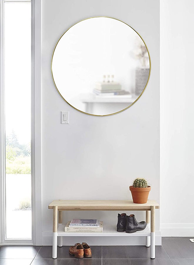 Roman Gifts Glass Panel Rounded Circle Design Vanity Mirror Gold 80X80centimeter  - Image 3