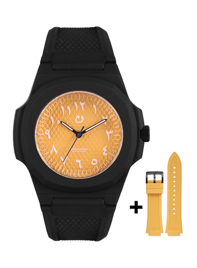 نون ساعة يد بعقارب وسوار من المطاط
 SCA - 43 ملم - أسود unisex - Image 2