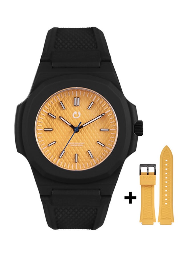 نون ساعة يد بعقارب وسوار من المطاط
 SCI3 - 43 ملم - أسود - Image 2