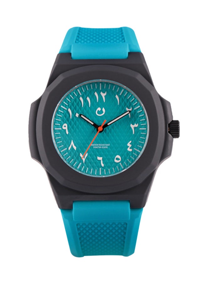 نون ساعة يد بعقارب وسوار من المطاط
 SCA5 - 43 ملم - أسود unisex - Image 3