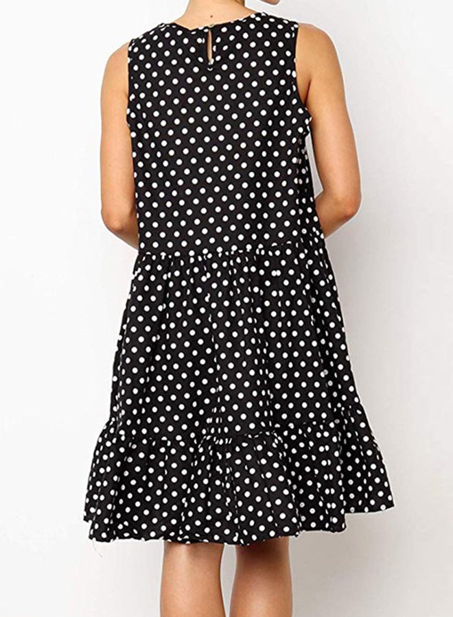 Polka Dot Printed Dress Black/White - Image 2