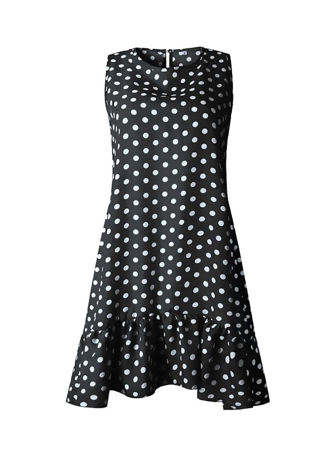 Polka Dot Printed Dress Black/White - Image 1