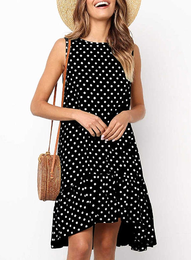 Polka Dot Printed Dress Black/White - Image 4