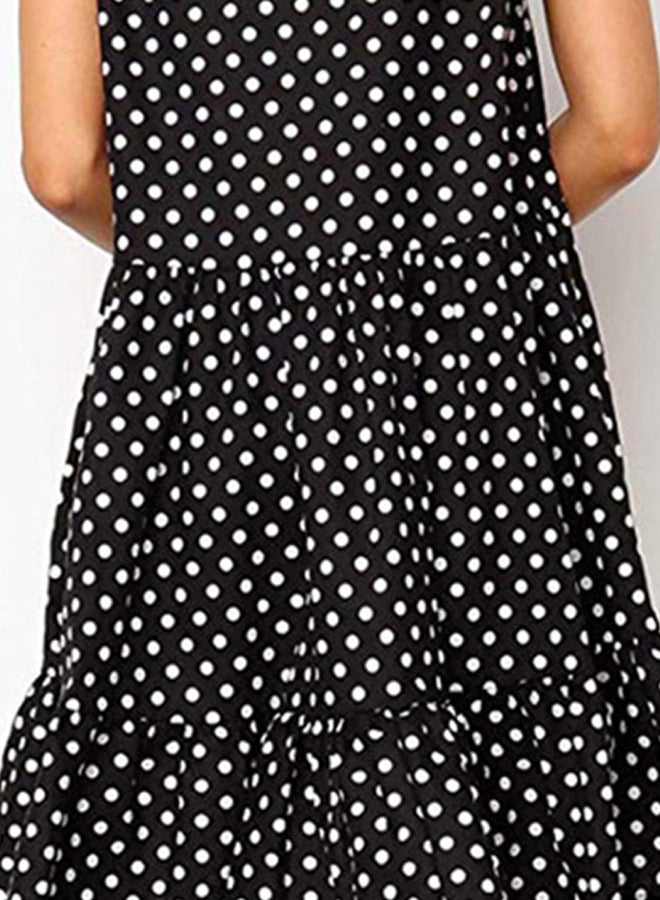 Polka Dot Printed Dress Black/White - Image 3