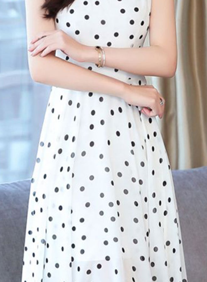 Polka Dot Printed Dress White/Black  - Image 3