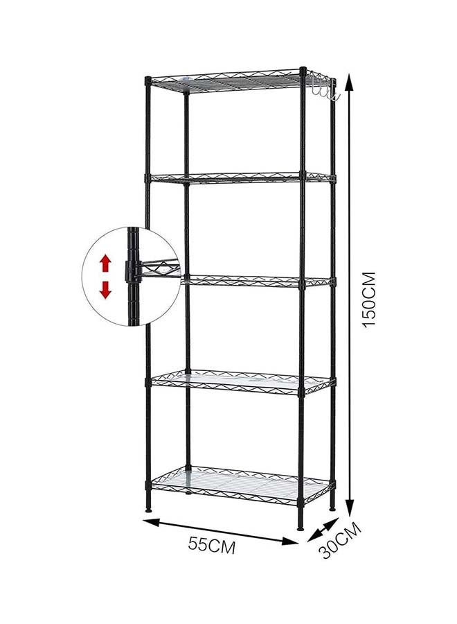 5-Tier Wire Shelving Bathroom Storage Black 55x30x150cm