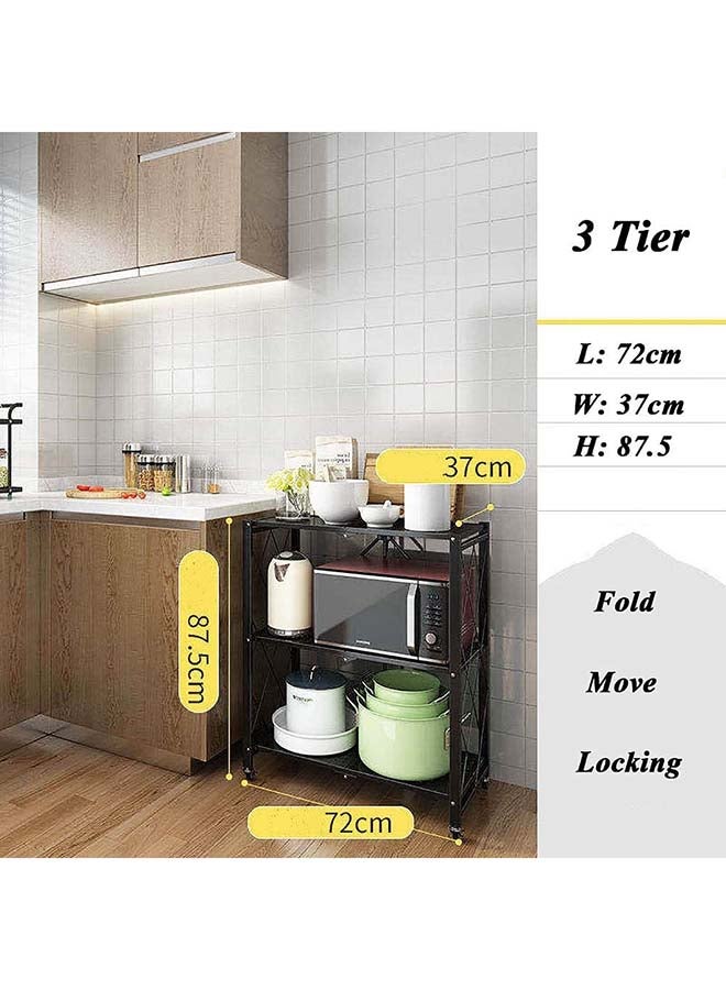 Kitchen Metal Storage Rack Black 72x37x87.5cm  - Image 4