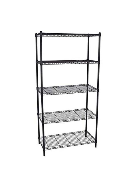 5-Tier Wire Shelving Bathroom Storage Black 55x30x150cm