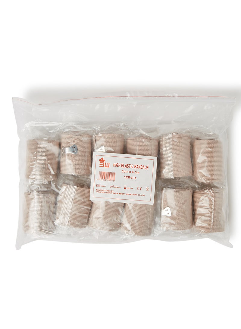 3W Healthcare High Elastic Bandage 12 Pieces, First Aid Flexible Compression Wrap Versatile Support For Injuries 5X4.5Cm  - Image 3