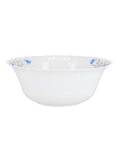 Floral Printed Opal Soup Bowl White/Blue 8inch