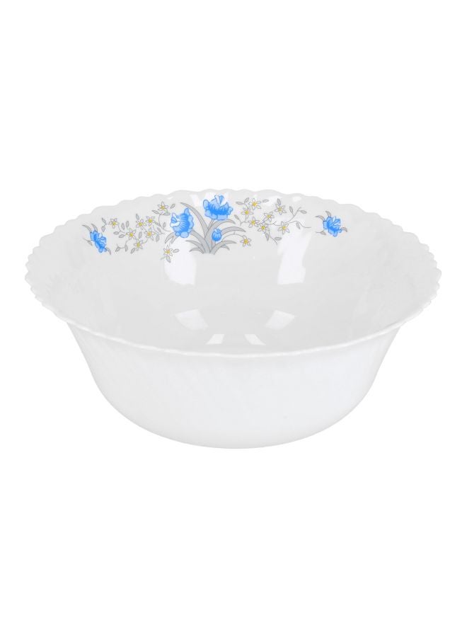 Royalford - Floral Printed Opal Soup Bowl White/Blue 8inch - Image 1