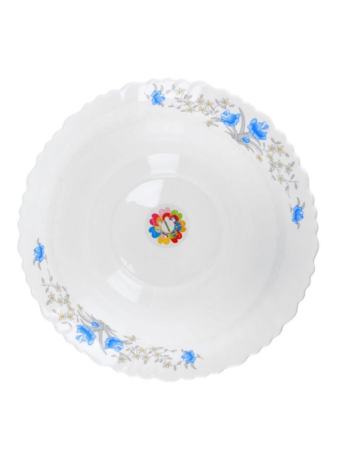 Royalford - Floral Printed Opal Soup Bowl White/Blue 8inch - Image 1