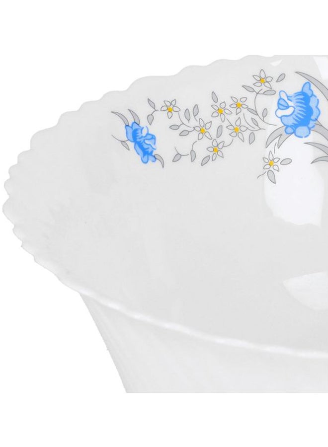 Royalford - Floral Printed Opal Soup Bowl White/Blue 8inch - Image 1