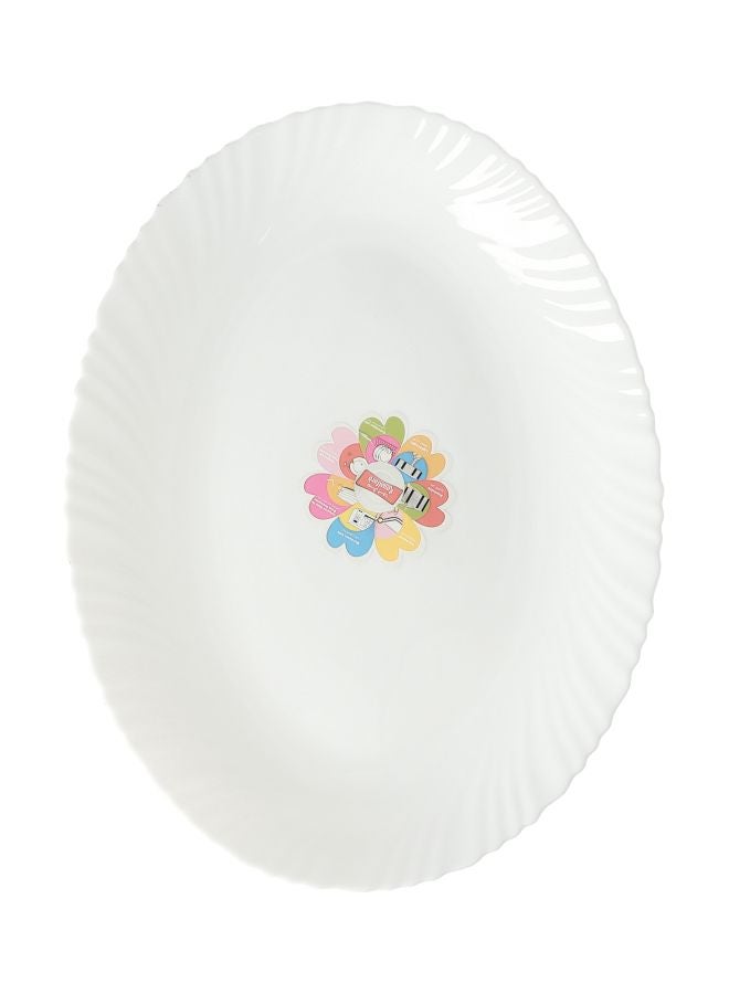 Royalford - Opal Printed Oval Plate White/Pink/Blue 14inch - Image 1