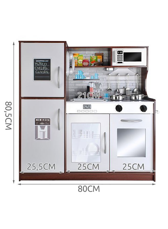 Wooden Modular Premium Quality Kitchen With Fridge And Microwave Toy For Kids Fun 80x36x15cm - Image 2