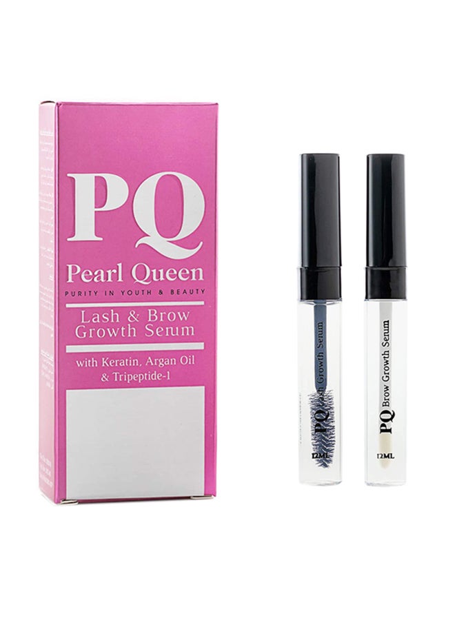 Pearl Queen - Lash And Brow Growth Serum Enhancer Clear 12+12ml - Image 1