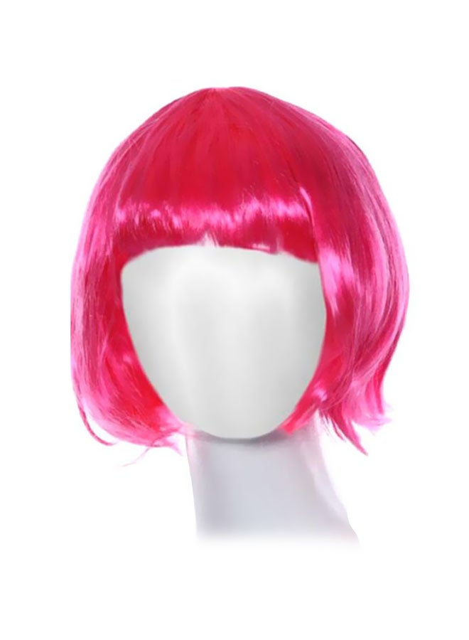 Voberry Masquerade Small Roll Bang Short Straight Hair Wig Pink 27x15x1cm - Image 1
