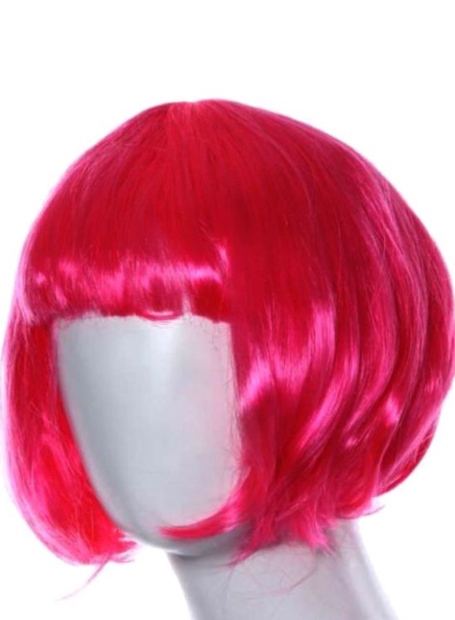 Voberry Masquerade Small Roll Bang Short Straight Hair Wig Pink 27x15x1cm - Image 2