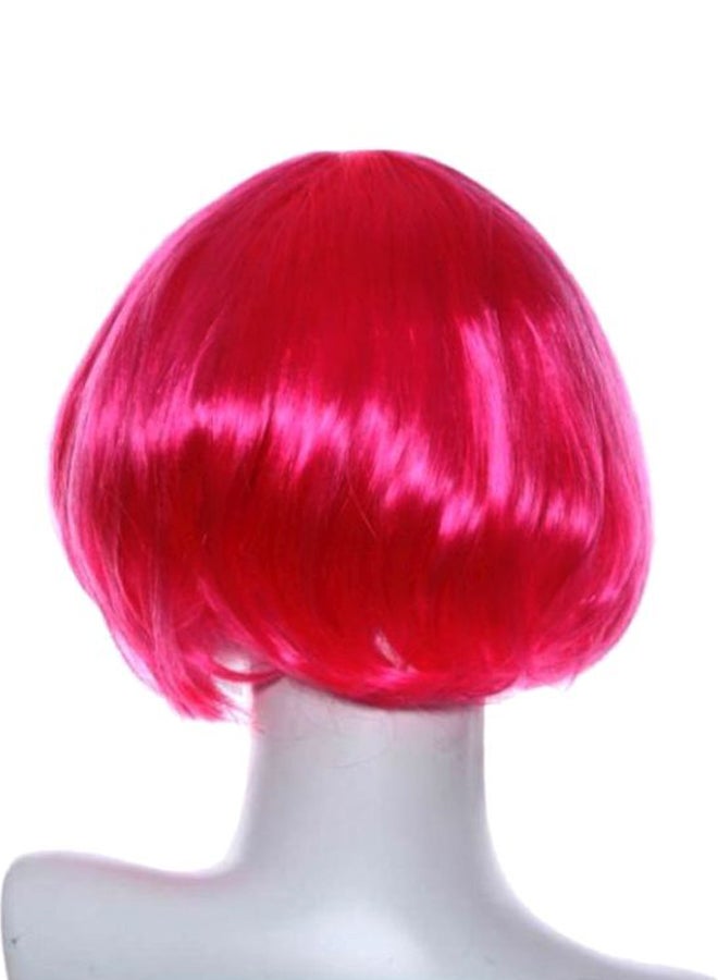 Voberry Masquerade Small Roll Bang Short Straight Hair Wig Pink 27x15x1cm - Image 3