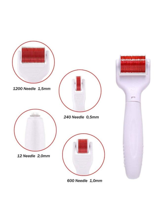 ديرما رولر بكرة تدليك للوجه للمعالجة بالإبر الدقيقة 5 في 1 أبيض/أحمر - Image 4