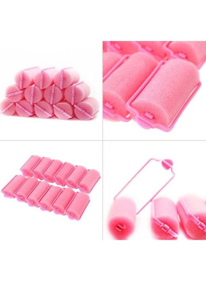 ANSELF - 12-Piece Cushion Hair Styling Roller Set Pink - Image 1