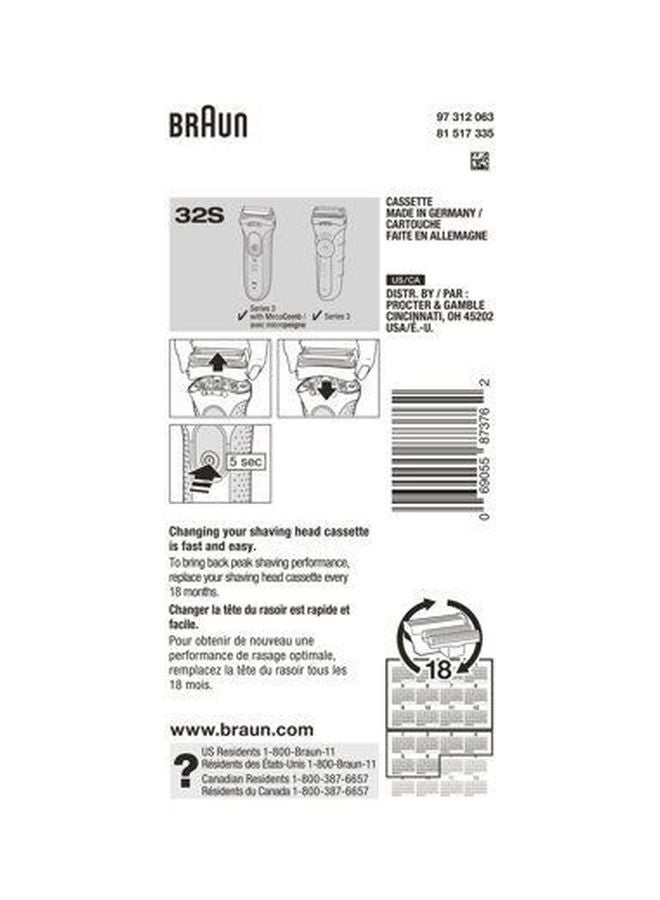 Cassette Replacement For Series 3 Electric Shavers Black/Silver