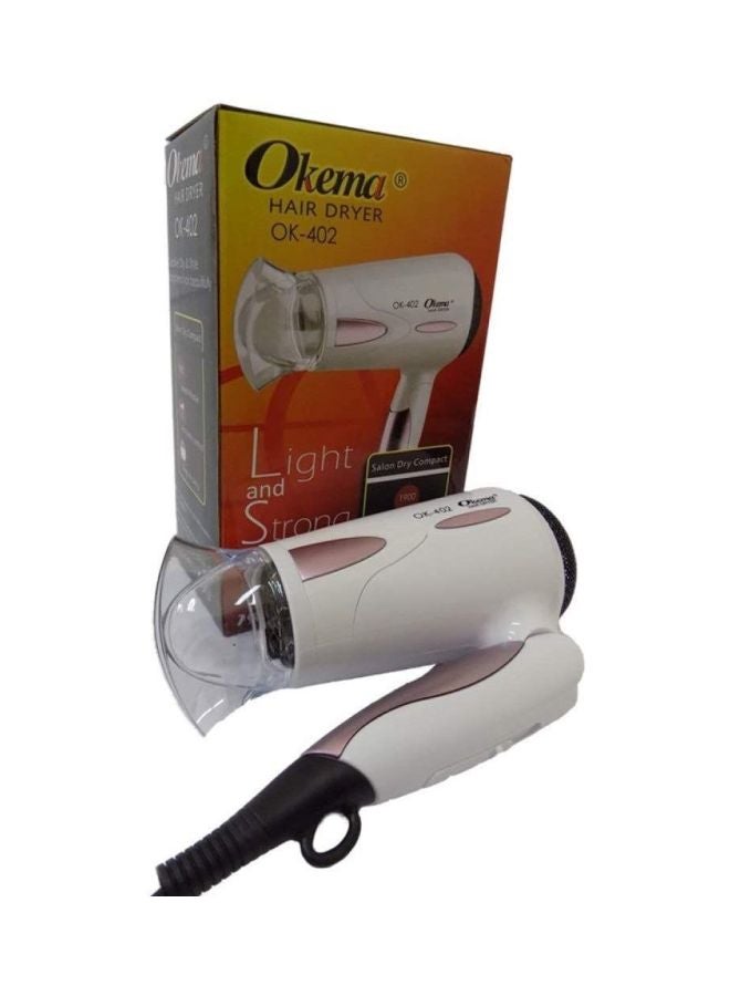 Okema Professional Hair Dryer White/Pink - Image 3