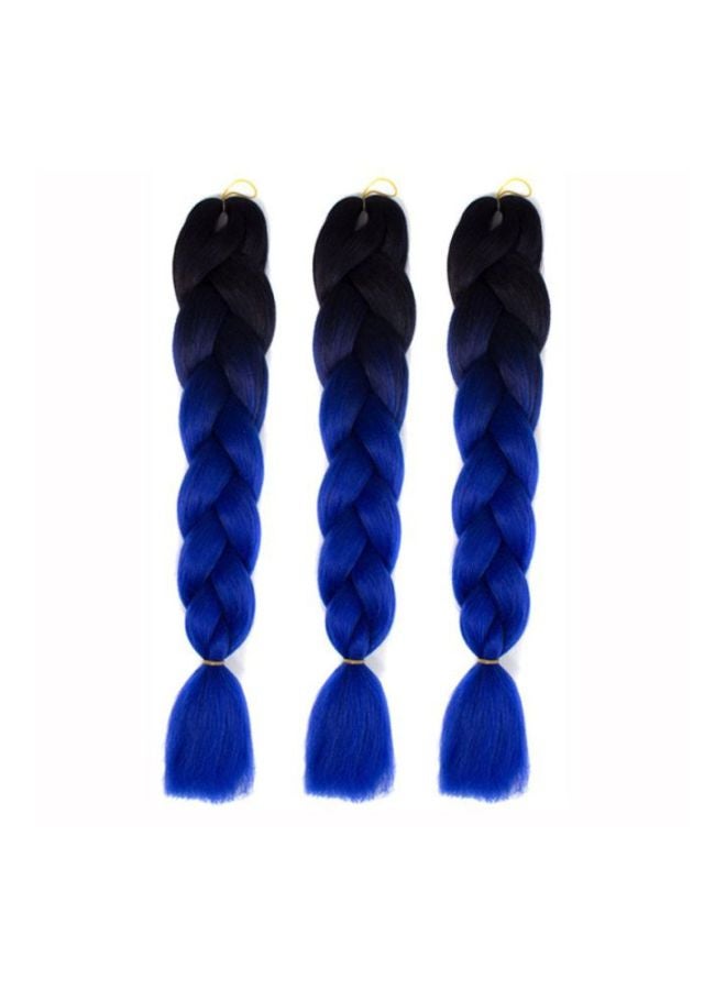 Voberry 3-Piece Gradient Long Braid Wig Set Black/Blue 60x4x2cm - Image 1