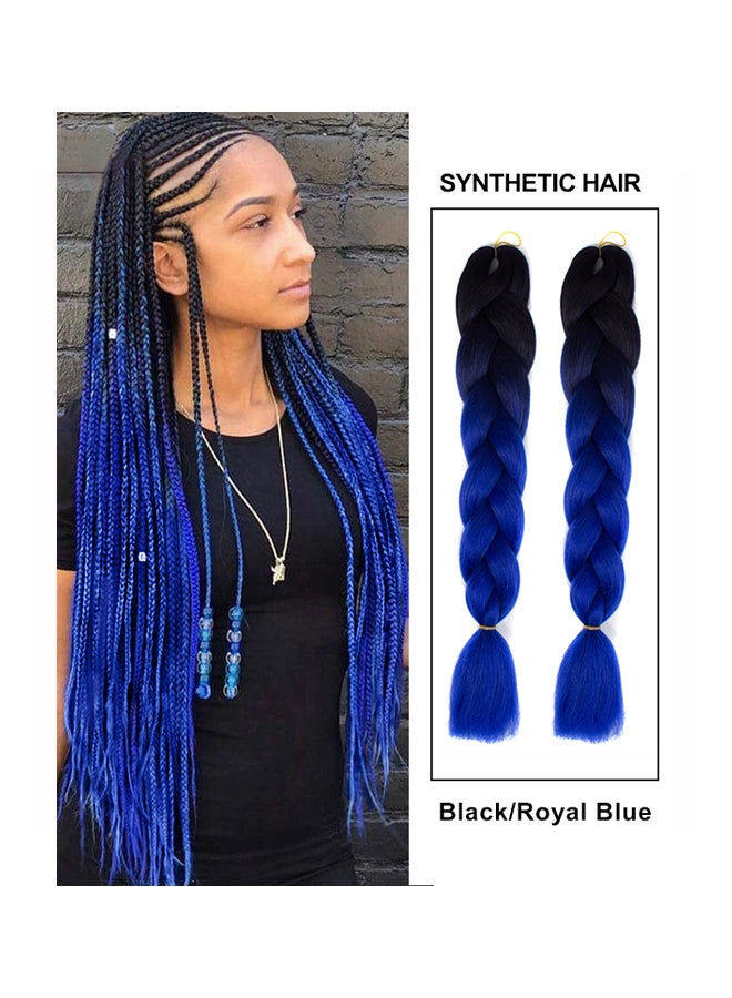 Voberry 3-Piece Gradient Long Braid Wig Set Black/Blue 60x4x2cm - Image 2