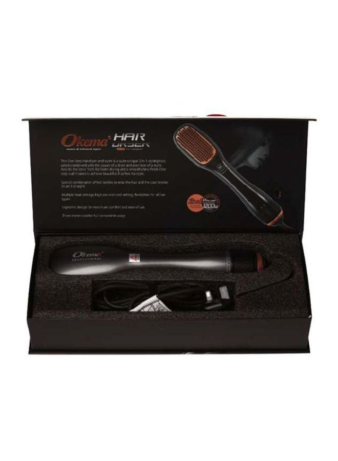 Okema - Professional Steam And Infrared Hair Dryer Black/Rose Gold 380grams - Image 1