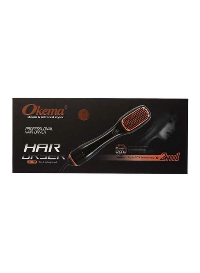 Okema - Professional Steam And Infrared Hair Dryer Black/Rose Gold 380grams - Image 1